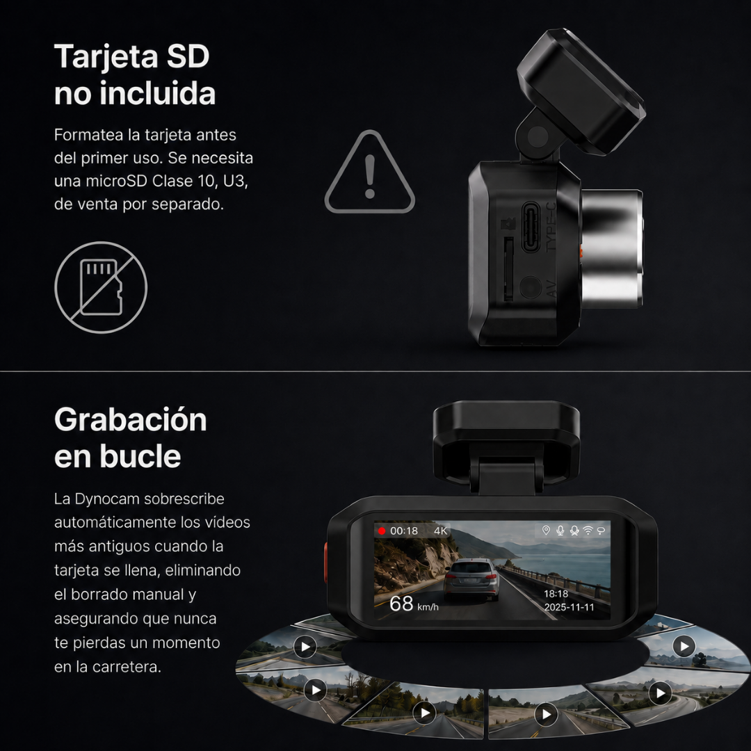 Tarjeta SD no incluida y grabacion en bucle