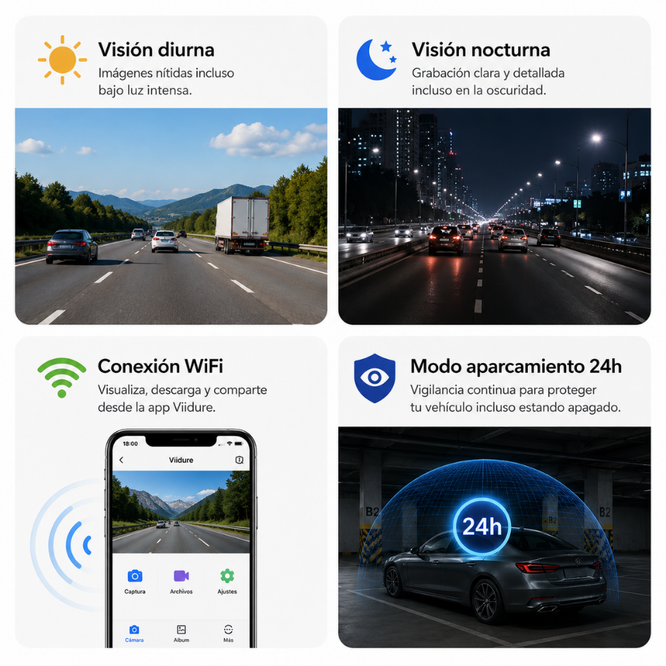 Vision diurna y nocturna, conexion WiFi y modo aparcamiento 24 horas