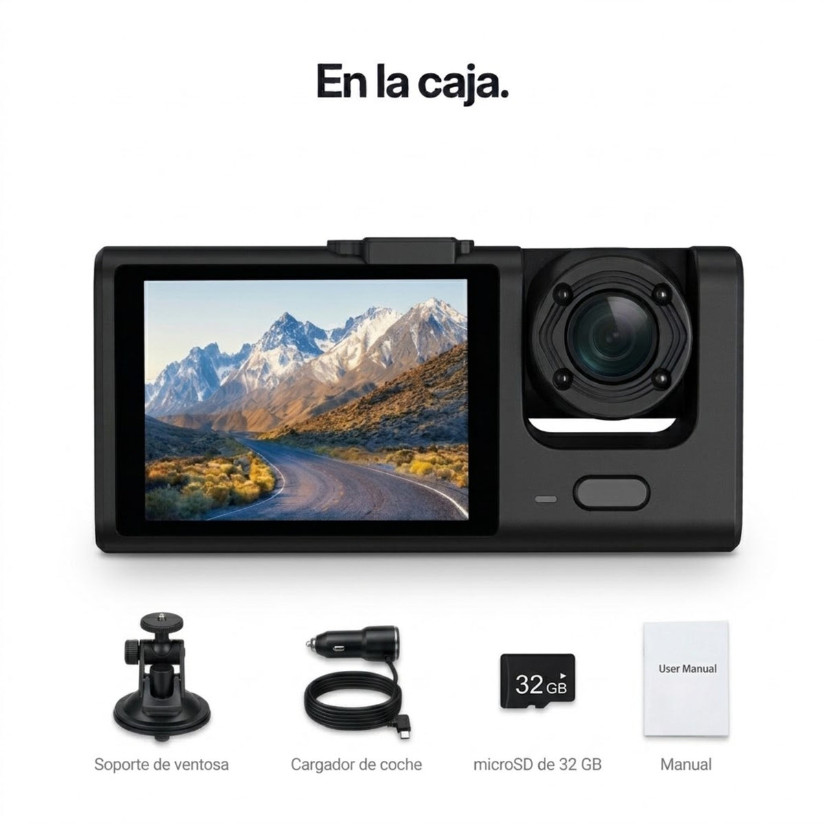 Dynocam Bolt: lo que incluye la caja con microSD de 32 GB